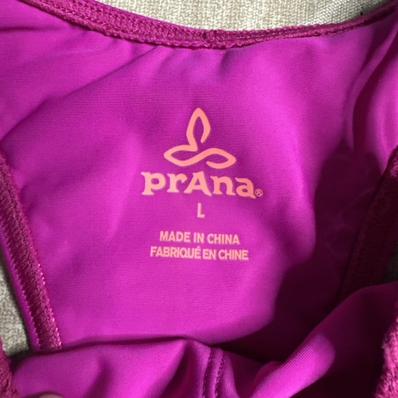 PRANA Ani Rich Fuchsia Pink Racerback Swim Active Tankini Top Womens Sz L - Picture 5 of 13